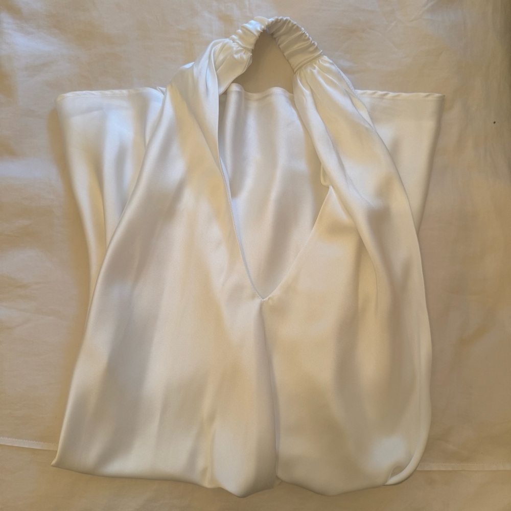 Show Me Your MuMu Jasmine Halter Mini Dress Luxe Satin White - Picture 2 of 4